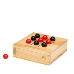 Pinewood tic-tac-toe game with storage for pieces