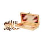 3-in-1 pinewood game set with hinge closure natural colour