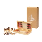 3-in-1 pinewood game set with hinge closure natural colour