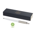 Eco-friendly pen with refill included, black ink, Parker Jotter white colour