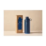 Ocean Bottle stainless steel and recycled plastic thermos, 1 L navy-blue colour