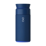 Stainless steel and recycled plastic thermos, 350 ml navy-blue colour