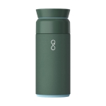 Stainless steel and recycled plastic thermos, 350 ml dark green colour