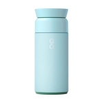 Stainless steel and recycled plastic thermos, 350 ml pastel blue colour