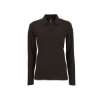 Women's long-sleeved polo shirt, cotton, 180 g/m2, SOL'S Perfect black colour