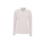 Women's long-sleeved polo shirt, cotton, 180 g/m2, SOL'S Perfect white colour ninth view