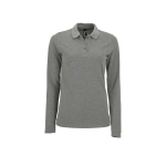 Women's long-sleeved polo shirt, cotton, 180 g/m2, SOL'S Perfect light grey colour