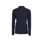 Women's long-sleeved polo shirt, cotton, 180 g/m2, SOL'S Perfect navy-blue colour rear view