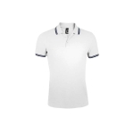 Men's two-tone polo shirt, 200 g/m2, SOL'S Pasadena white/blue colour