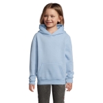 Children's hoodie, cotton and polyester, 280 g/m2, SOL'S SLAM pastel blue colour photographic view