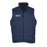 Padded polyamide gilet with two pockets, 210T, SOL'S Warm navy-blue colour view with print area