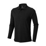 Men’s long-sleeve cotton polo shirt, 200 g/m², Elevate Life black colour