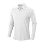 Men’s long-sleeve cotton polo shirt, 200 g/m², Elevate Life white colour