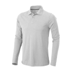 Men’s long-sleeve cotton polo shirt, 200 g/m², Elevate Life light grey colour