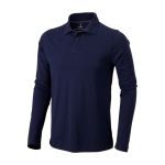 Men’s long-sleeve cotton polo shirt, 200 g/m², Elevate Life navy-blue colour