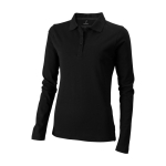 Women’s long-sleeve cotton polo shirt, 200 g/m², Elevate Life black colour