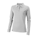 Women’s long-sleeve cotton polo shirt, 200 g/m², Elevate Life grey colour