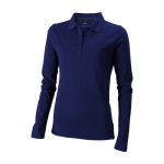 Women’s long-sleeve cotton polo shirt, 200 g/m², Elevate Life ultramarine blue colour