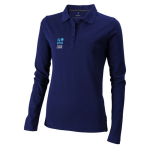 Women’s long-sleeve cotton polo shirt, 200 g/m², Elevate Life ultramarine blue colour