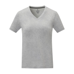 Women’s logo V-neck cotton t-shirt, 160 g/m², Elevate Life grey colour