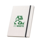 Notebook made from recycled milk carton with elastic band, A5 black colour image with logo