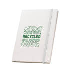 Notebook made from recycled milk carton with elastic band, A5 image with logo