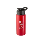 Recycled aluminium sports bottle with flip top, 660ml red colour image with logo