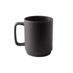 Matte finish ceramic mug with large handle, 330ml black colour first view