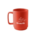 Matte finish ceramic mug with large handle, 330ml red colour image with logo 2