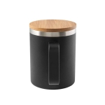 Recycled stainless steel thermos mug with bamboo lid, 420ml black colour second view