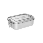 Recycled stainless steel lunch box, 750ml matt silver colour image with logo