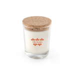 Scented candle in glass jar with cork lid, 180g transparent colour image with logo