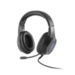 Extendable gaming headphones with lighting and mic black colour image with logo