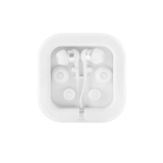 Earphones with microphone and two silicone adapters white colour first view