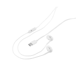 Earphones with microphone and two silicone adapters white colour fourth view