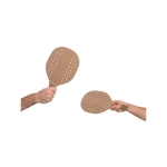 Wooden beach rackets in a bag with a ball dark wood colour fourth view