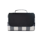 Checked fleece picnic blanket with handle, 180g/m2 black colour first view