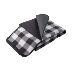 Checked fleece picnic blanket with handle, 180g/m2 black colour third view