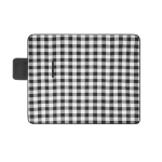 Checked fleece picnic blanket with handle, 180g/m2 black colour fourth view