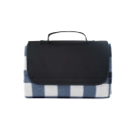 Checked fleece picnic blanket with handle, 180g/m2 blue colour first view