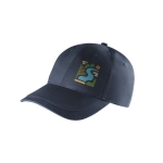 Recycled cotton hat with 6 panels and buckle, 280g/m2 blue colour image with logo