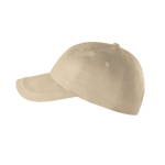 Recycled cotton hat with 6 panels and buckle, 280g/m2 beige colour third view