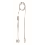 Charging cable 120cm long with 3 different connections silver colour