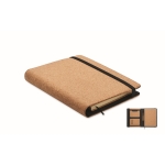 Foldable cork notebook and ballpoint pen, A5 beige colour