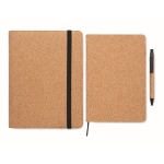 Foldable cork notebook and ballpoint pen, A5 beige colour third view