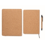 Foldable cork notebook and ballpoint pen, A5 beige colour fourth view