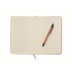 Foldable cork notebook and ballpoint pen, A5 beige colour seventh view