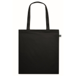 Cotton tote bag with long handles, fairtrade, 140 g/m2 black colour second view