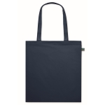 Cotton tote bag with long handles, fairtrade, 140 g/m2 blue colour second view