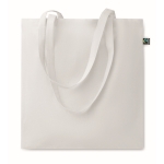 Cotton tote bag with long handles, fairtrade, 140 g/m2 white colour